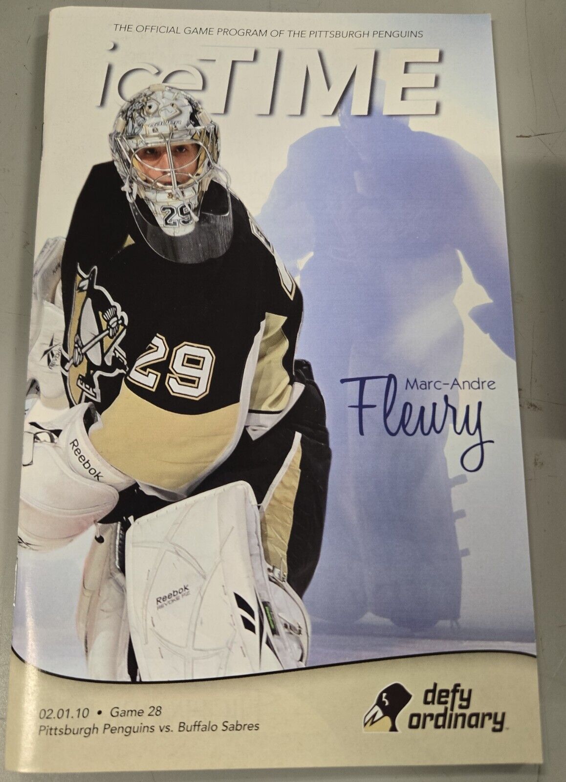 Feb 1 2010 Sabres @ Penguins Program Marc Andre Fleury Sidney Crosby Hat Trick