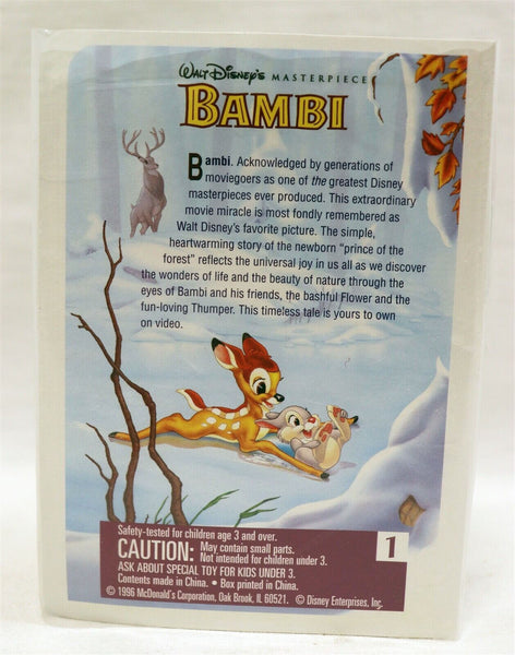 VINTAGE SEALED 1996 McDonald's Bambi Mini VHS Box + Figure Set