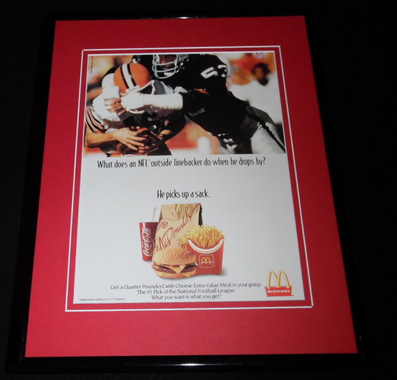 1993 McDonald's Quarter Pounder / NFL Framed 11x14 ORIGINAL Advertisement 