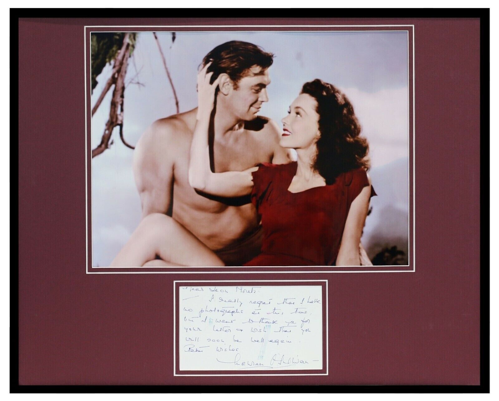 Maureen O'Sullivan Signed Framed 16x20 Letter & Photo Display Tarzan JSA Jane