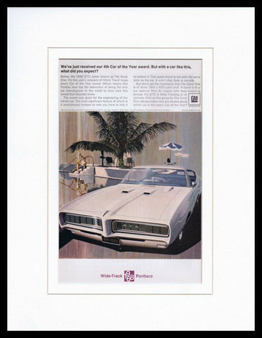 1968 Wide Track Pontiac Framed 11x14 ORIGINAL Vintage Advertisement 