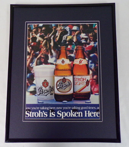 1985 Stroh's Beer / Baseball 11x14 Framed ORIGINAL Vintage Advertisement