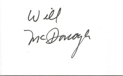 Will McDonough Signed 3x5 Index Card Boston Globe NBC