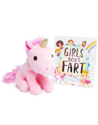 NEW SEALED Girls Don't Fart Okay! Book + Huggable Toy Unicorn Set