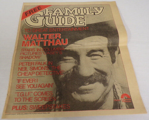 ORIGINAL Vintage 1978 Family Guide Magazine Walter Matthau Peter Falk