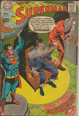 Superman #211 ORIGINAL Vintage 1968 DC Comics 