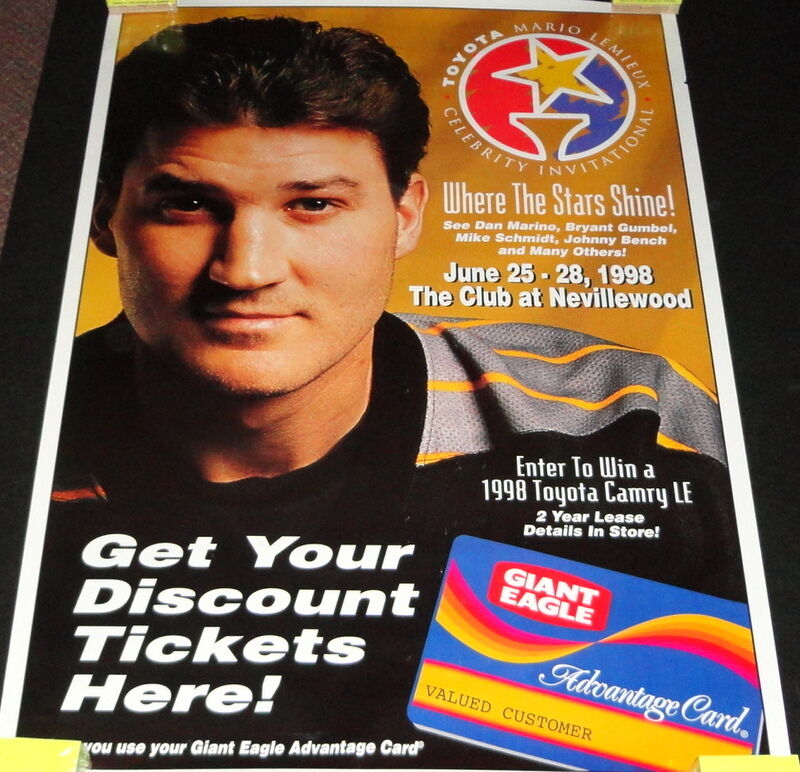 Mario Lemieux Golf Invitational ORIGINAL 1998 28x40" Giant Eagle Store Poster