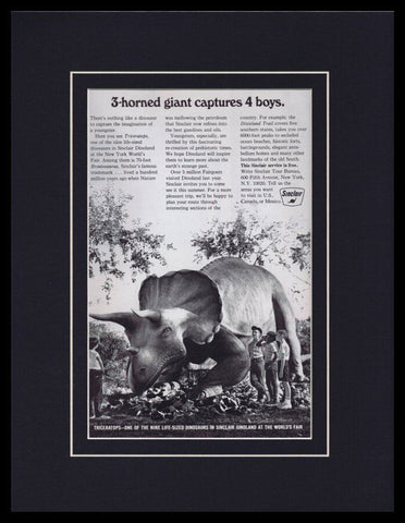 1965 Sinclair Oil / Triceratops Framed 11x14 ORIGINAL Vintage Advertisement