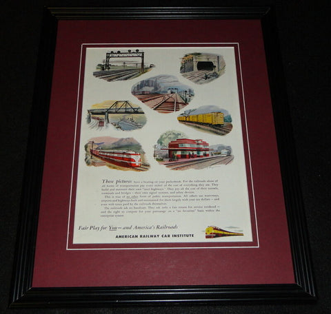 1951 American Railway Car Institute Framed 11x14 ORIGINAL Vintage Advertisement