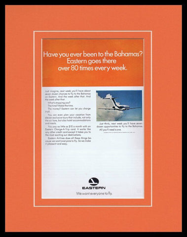 1967 Eastern Airlines / Bahamas Framed 11x14 ORIGINAL Vintage Advertisement