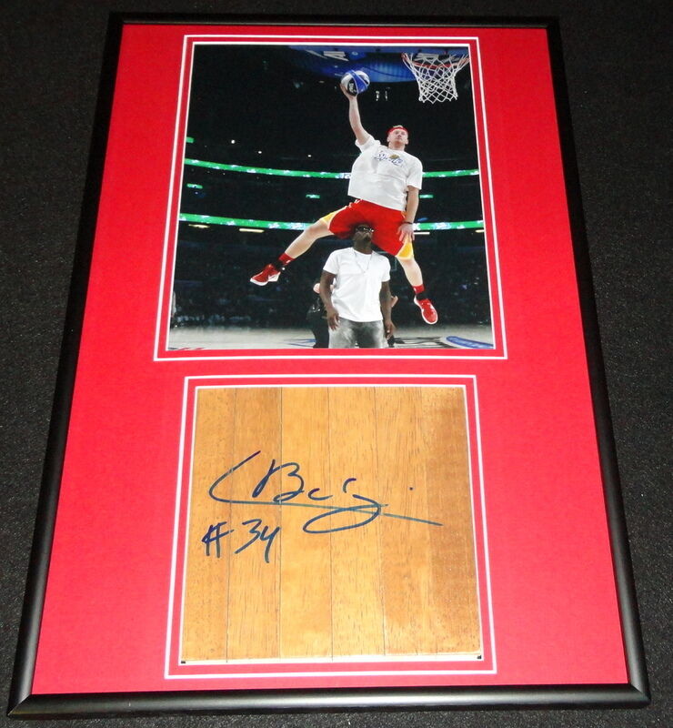 Chase Budinger DUNK CONTEST Signed Framed Floorboard & Photo Display Rockets B