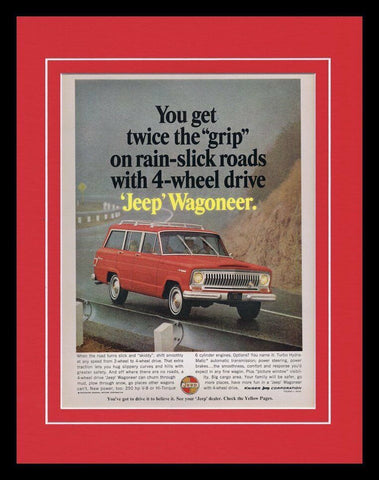 ORIGINAL Vintage 1966 Jeep Wagoneer 4WD 11x14 Framed Advertisement