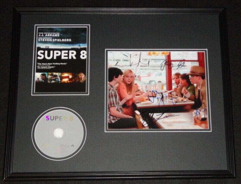 Super 8 Cast Signed Framed DVD & Photo Display AW Elle Fanning + 3