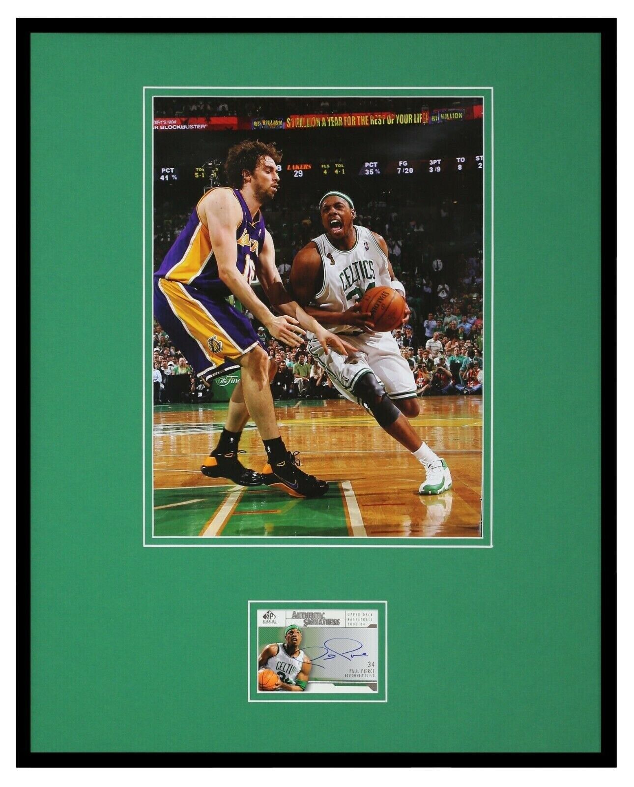 Paul Pierce Signed Framed 16x20 Photo Display UDA Celtics Wizards Kansas