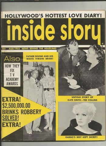 ORIGINAL Vintage August 1955 Inside Story Magazine Greta Garbo Kate Smith