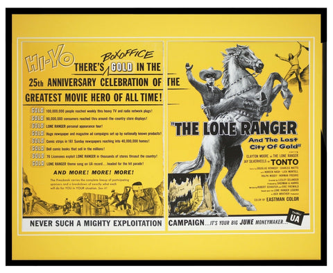 ORIGINAL Vintage 1958 Lone Ranger Lost City of Gold 16x20 Framed Industry Ad 