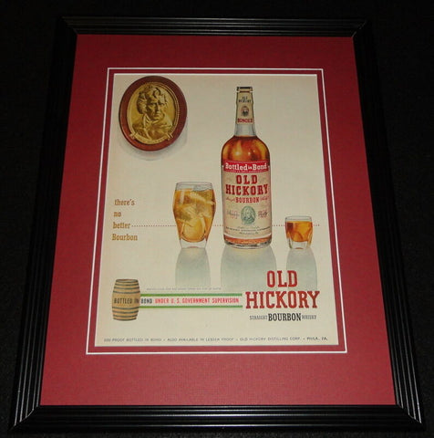 1951 Old Hickory Bourbon Framed 11x14 ORIGINAL Advertisement