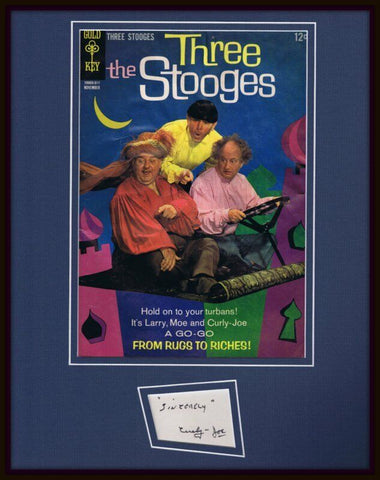 Curly Joe Derita Signed Framed 1965 Three Stooges Comic Book Cover Display JSA