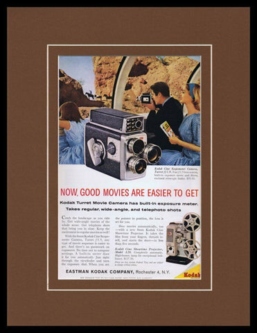 1960 Kodak Turret Movie Camera Framed 11x14 ORIGINAL Vintage Advertisement 