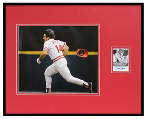 Pete Rose Signed Framed 16x20 Photo Display LEAF Reds Charlie Hustle