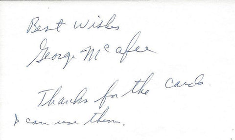 George McAfee Signed Vintage 1990 Handwritten Note Chicago Bears Duke