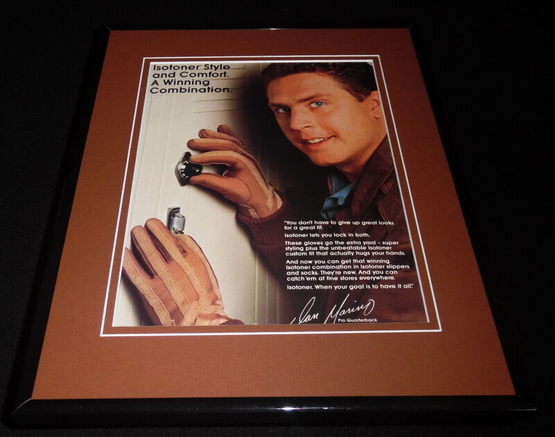 Dan Marino 11x14 Facsimile Signed Framed 1989 Isotoner Advertising Display B