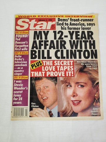 February 4 1992 Star Magazine 1st Bill Clinton Gennifer Flowers Story No Label