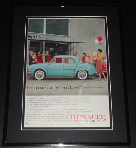 1959 Renault Dauphine 11x14 Framed ORIGINAL Vintage Advertisement Poster