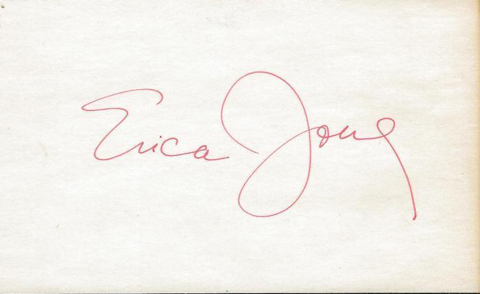 Erica Jong Signed 3x5 Index Card 