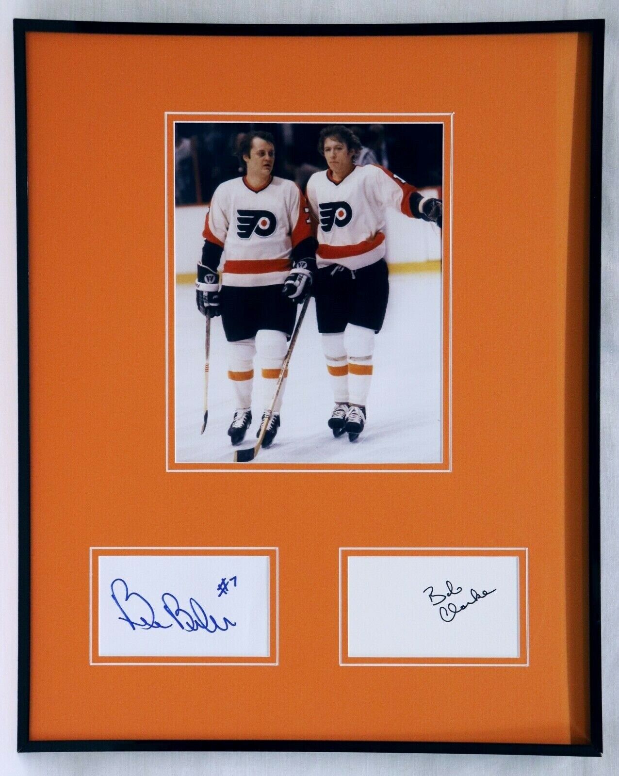 Bobby Clarke & Bill Barber Dual Signed Framed 16x20 Photo Display Flyers