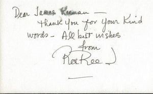 Rex Reed Signed 3x5 Index Card Note