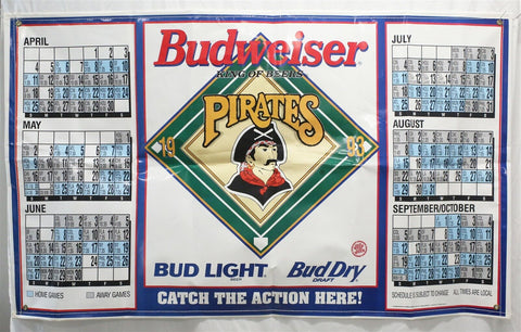 ORIGINAL Vintage 1993 Pittsburgh Pirates Budweiser Beer 36x60 Bar Banner Poster