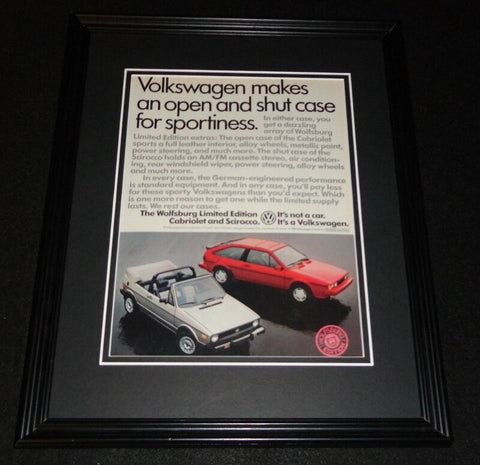 1985 Volkswagen Wolfsburg Ltd Edition Framed 11x14 ORIGINAL Advertisement