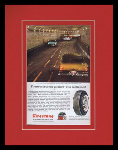 1957 Firestone Nylon Supreme Tires Framed 11x14 ORIGINAL Vintage Advertisement