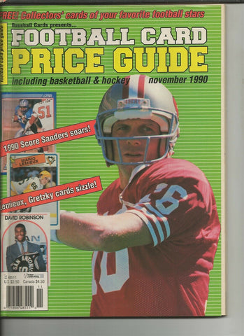 ORIGINAL Vintage Nov 1990 Football Card Price Guide Magazine w/ Joe Montana Card