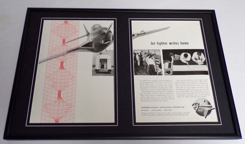 1955 Grumman Aircraft Framed ORIGINAL Vintage 12x18 Advertising Display 