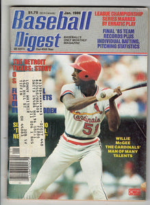 Jan 1986 Baseball Digest Magazine Willie McGee Cardinals