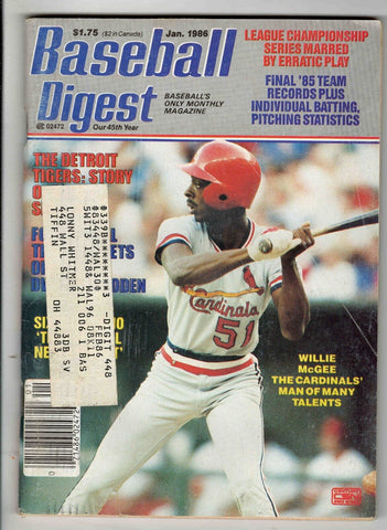 Jan 1986 Baseball Digest Magazine Willie McGee Cardinals