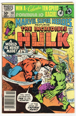 Marvel Super Heroes #103 ORIGINAL Vintage 1981 Reprints Incredible Hulk 155