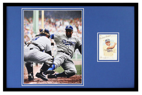 Jackie Robinson Framed 11x17 Vintage Topps Card +  Photo Set Dodgers