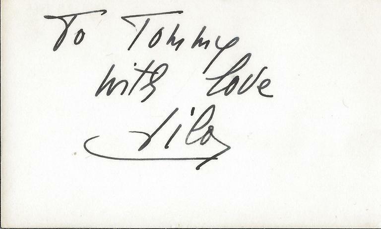 Lila Lee Signed Vintage 3x5 Index Card JSA  