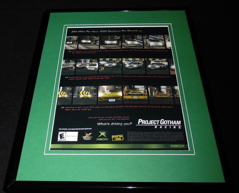 Project Gotham Racing 2002 XBox 11x14 Framed ORIGINAL Advertisement