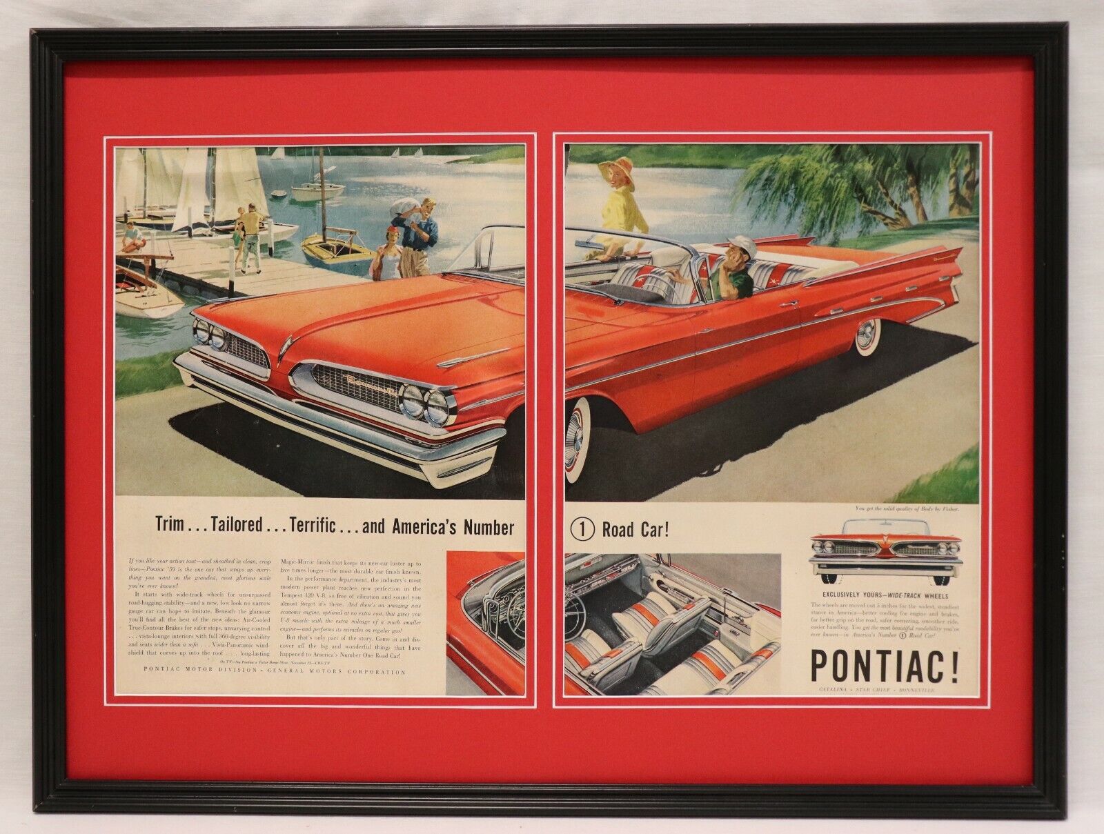 1958 Pontiac Framed ORIGINAL 18x24 Advertising Display