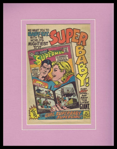 1968 Superman Supergirl Superbaby Framed 11x14 ORIGINAL Vintage Advertisement 