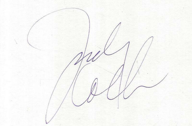 Judy Collins Signed 3x5 Index Card  