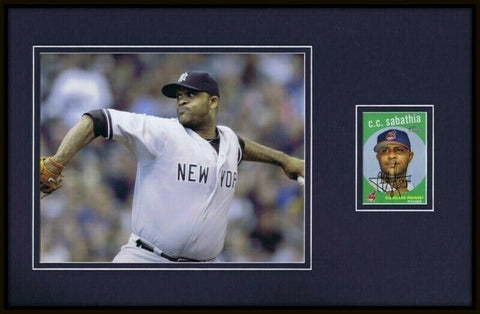 CC Sabathia Signed Framed 11x17 Photo Display Yankees 