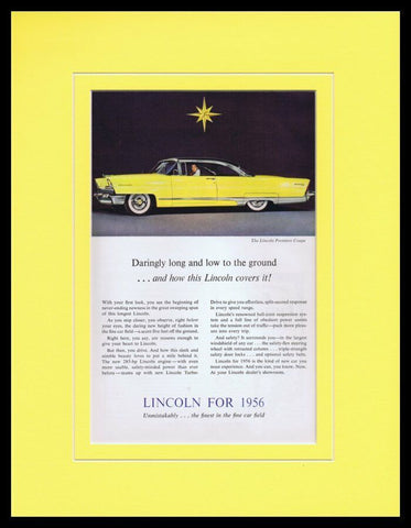 1956 Lincoln Premiere Coupe Framed 11x14 ORIGINAL Vintage Advertisement