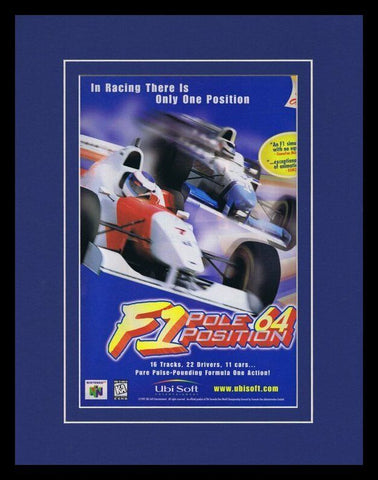 F1 Pole Position 64 1997 N64 Framed 11x14 ORIGINAL Vintage Advertisement