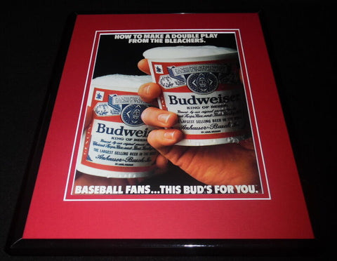 1984 Budweiser Beer / Baseball Framed 11x14 ORIGINAL Vintage Advertisement B