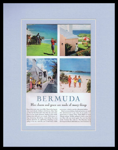 1960 Bermuda Travel Tourism Framed 11x14 ORIGINAL Vintage Advertisement